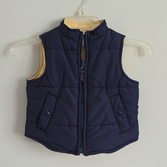 Janie and Jack Other - JANIE AND JACK | Reversible puffer Vest Jacket Navy Yellow Sz 2T